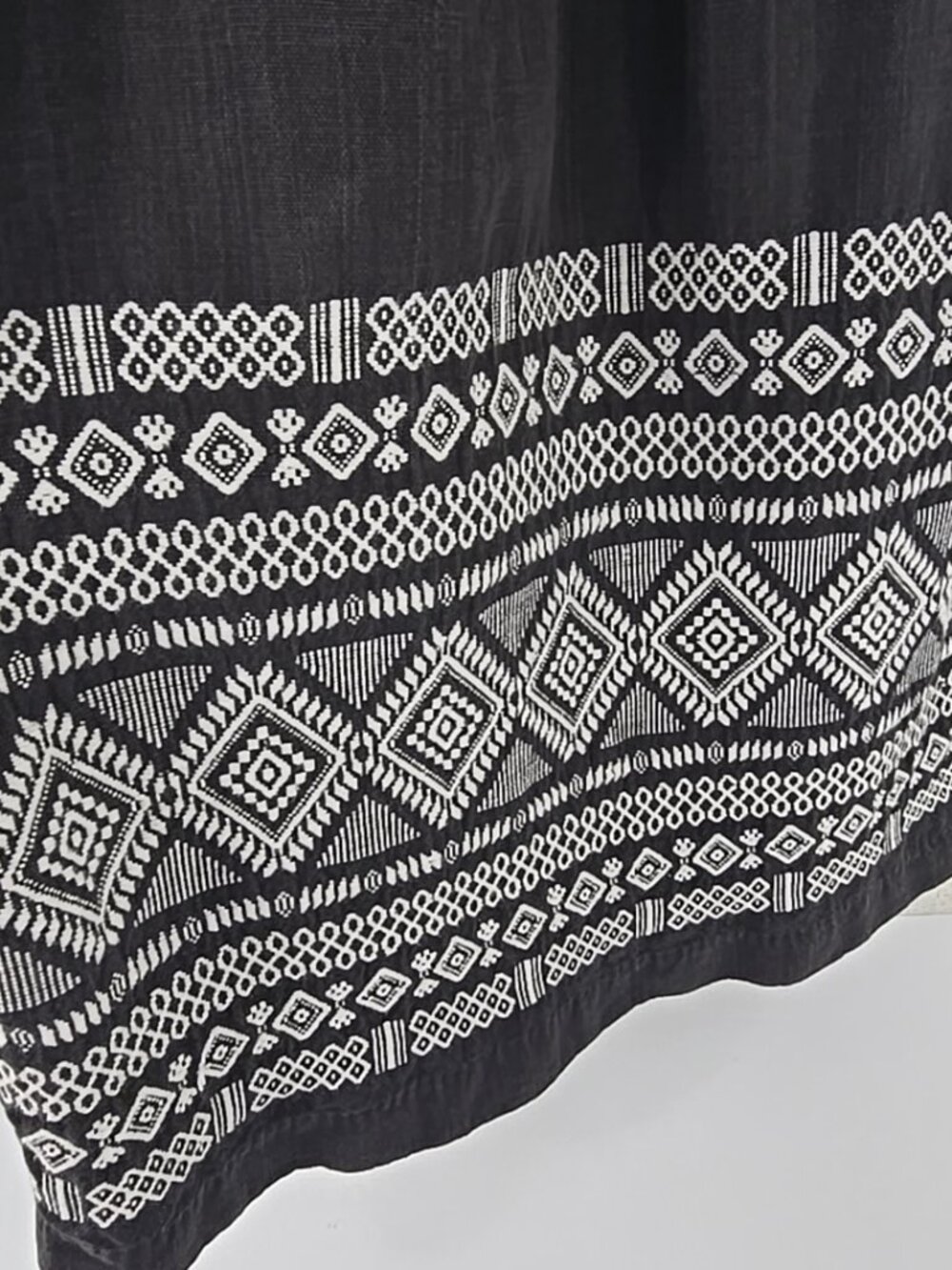 MAYA Guatemala Embroidered Black Cotton Dress Tunic SMALL Boho Folk Huipil Style - Picture 12 of 16